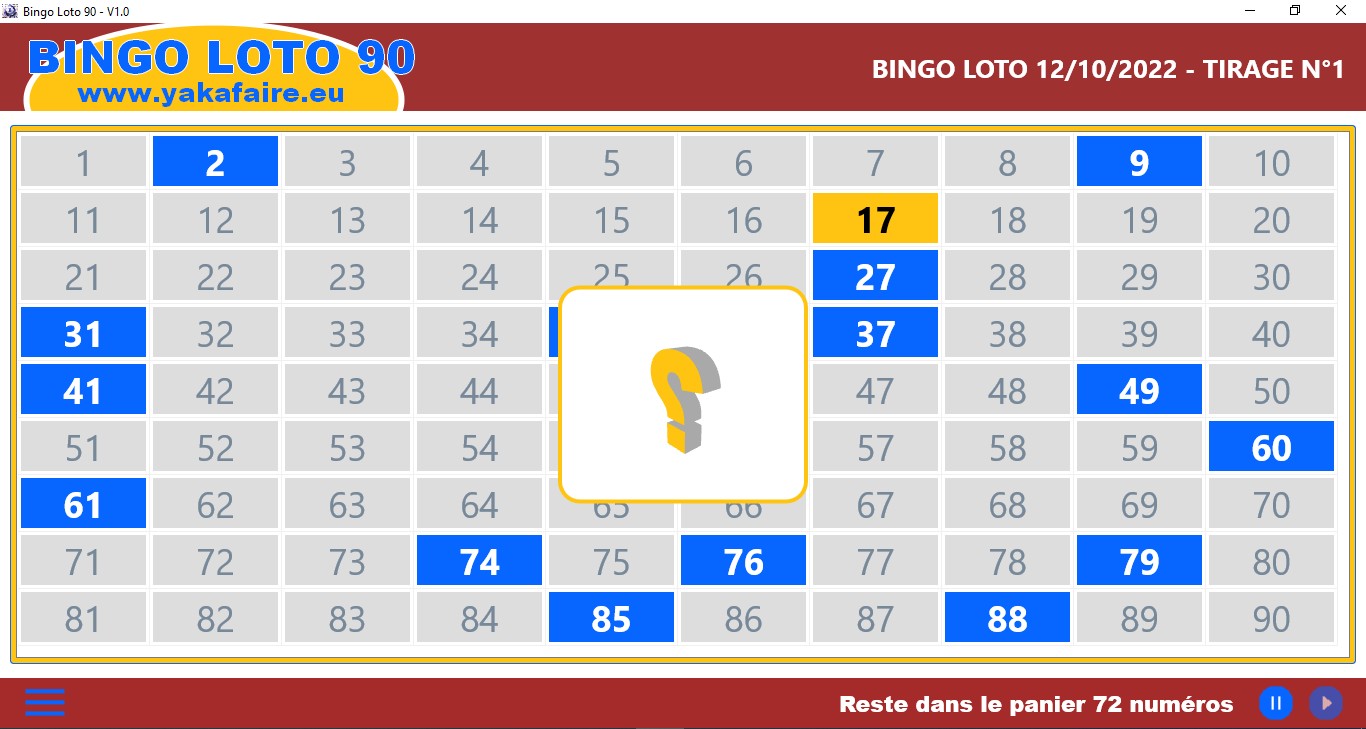 Bingo loto 90 tirage numéro aléatoire