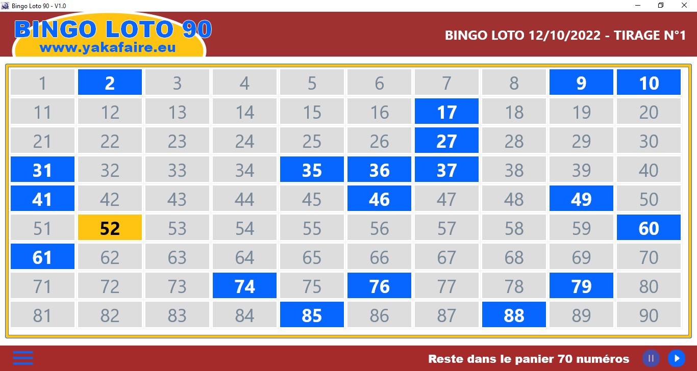 Bingo loto 90 grille des tirages