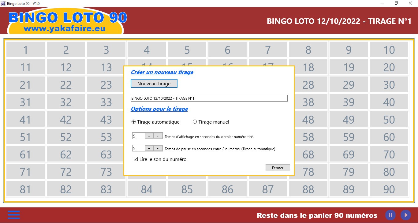 Bingo loto 90 options